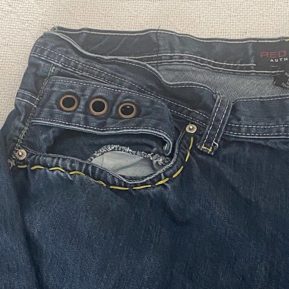 Red Ape Authentic Jeans Dark Wash Denim Embroidered Streetwear - Picture 4 of 16